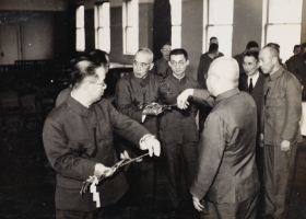 Yoshiro Obayashi (center) at the 50th founding anniversary celebration