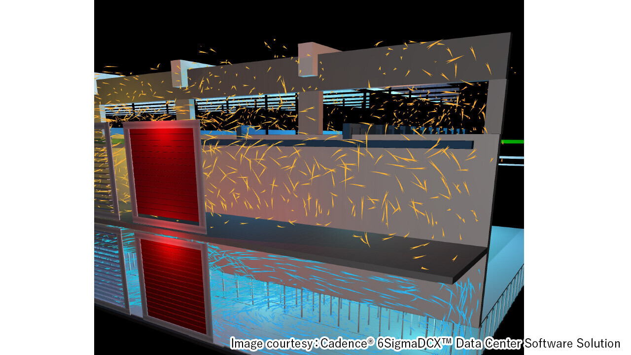 Study of air velocity, air direction, and temperature distribution in an air conditioning equipment room (example)