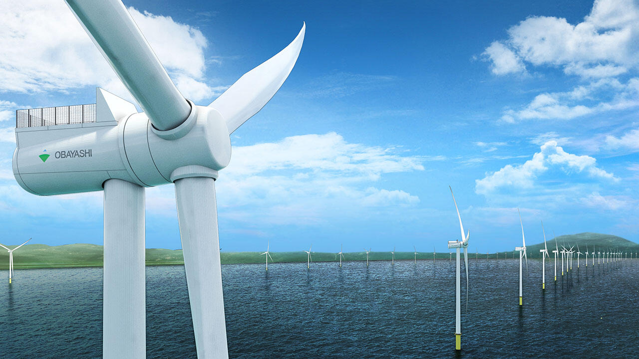 秋田県北部洋上風力発電事業での風車設置イメージ