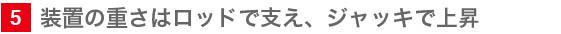 5　装置の重さはロッドで支え、ジャッキで上昇