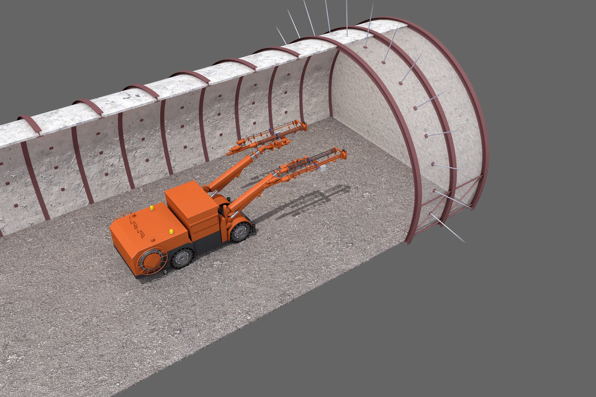 掘削Cycle6「ロックボルト」のCGイメージ