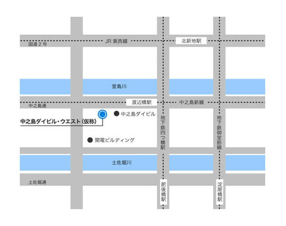 中之島ダイビル・ウエスト（仮称）の地図