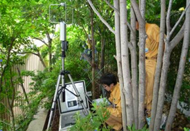 なんばパークスの屋上で気象観測。都市の人工緑地での事例としてデータを蓄積