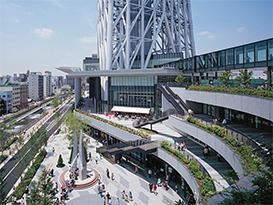 広場やデッキ、高層オフィスなどから成る東京スカイツリータウン