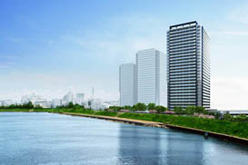 （仮称）川崎港町タワーマンションプロジェクトの完成予想図