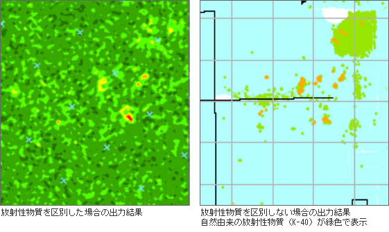 放射性物質の種類を特定できるため、自然放射線と原発由来の放射線を区別でき、より正確に汚染の状態が把握できます