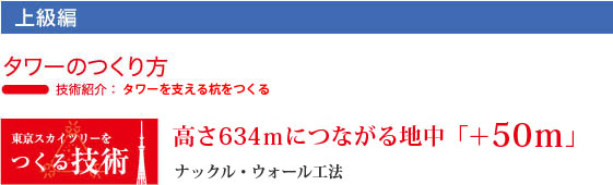 東京スカイツリーのつくり方　高さ634ｍにつながる地中「＋50ｍ」ナックル・ウォール工法