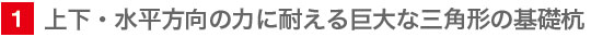 1　上下・水平方向の力に耐える巨大な三角形の基礎杭