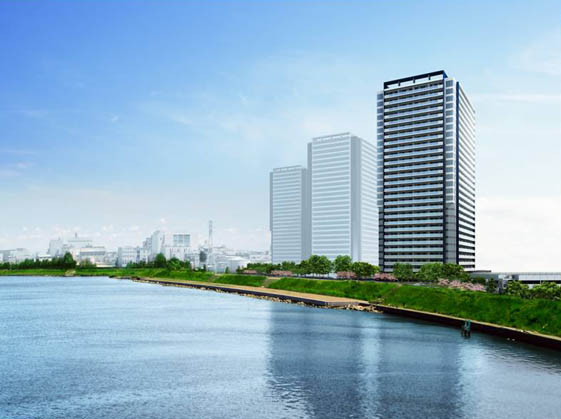 （仮称）川崎港町タワーマンションプロジェクトの完成予想図
