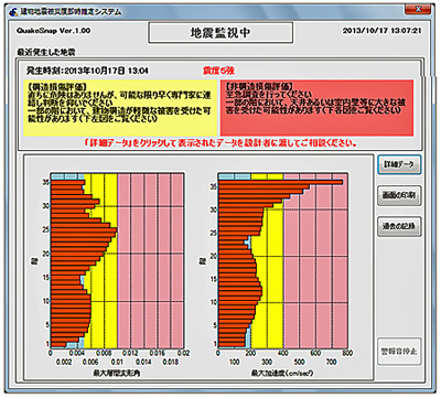 「建物地震被災度即時推定システム」の画面例