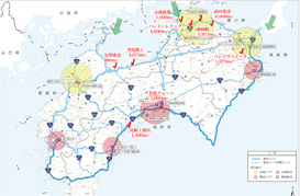 四国広域道路啓開計画上の物流拠点